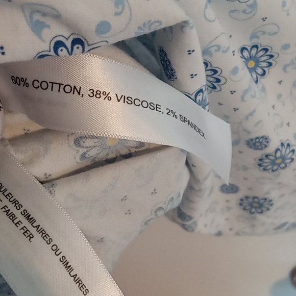 Men's White and Blue Patterned Casual Shirt - Picture 6 of 6